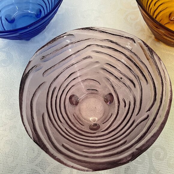 MyCo Colorful Swirl Pattern Glass Bowls Footed Set/4 - Picture 4 of 9